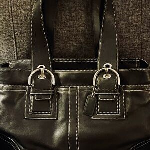 Coach black leather large soho buckle shoulder